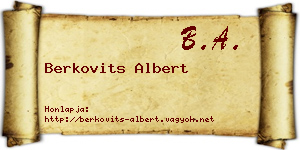 Berkovits Albert névjegykártya